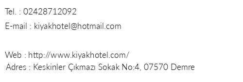 Kyak Hotel telefon numaralar, faks, e-mail, posta adresi ve iletiim bilgileri